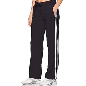 adidas Women's Black Open Leg Joggers with White Stripes